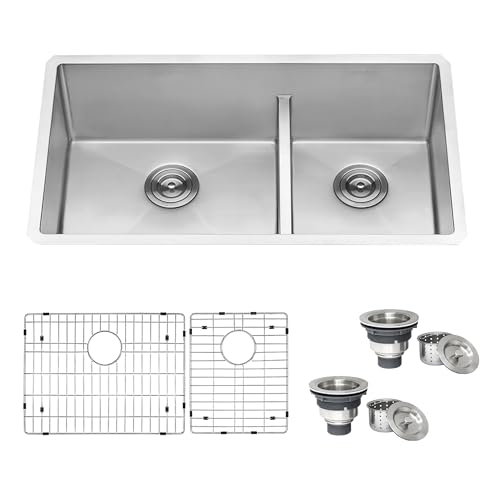 Ruvati 33-inch Low-Divide Undermount Tight Radius 60/40 Double Bowl 16 Gauge Stainless Steel Kitchen...