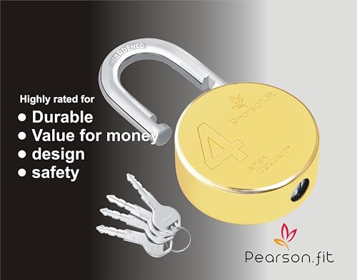 Image of (1 Lock 4 Keys) XL+ 67mm 4 Layer Brass Finish Padlock for Home Shop Godown Bank Model No- XL+67-Brass-1+4