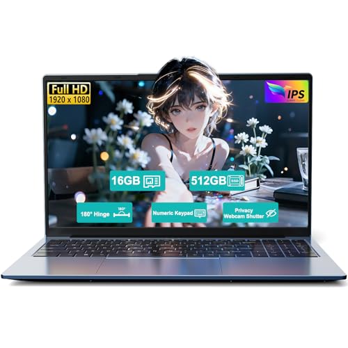 Image of 15.6 inch FHD-Laptop, AMD Ryzen 5 (Up to 3.7GHz, Beat i5-1135G7), 16GB RAM 512GB SSD, Radeon Vega 8 Graphics, 65W Fast Charging, Privacy Shutter, Numpad, Win 11, Gaming Laptop for College Students, Office