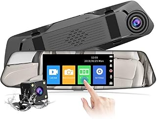 2022 New VersionCHORTAU Mirror Dash Cam 4.8 Inches Touch Screen Full HD 1080P, Wide Angle Front Camera and Waterproof Rear Camera, Car camera with Emergency Recording, Reverse Monitor System