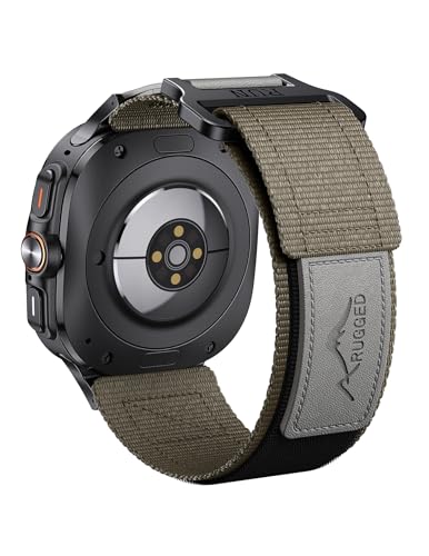 NotoCity Bracelet pour Samsung Galaxy Watch Ultra 47mm, bracelet de remplacement en nylon pour Samsung Galaxy Watch 7 Ultra 47mm(Marron + cuir gris)