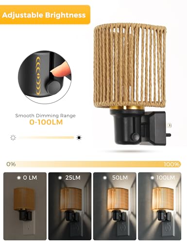 Image of L LOHAS LED Bright Night Lights Plug into Wall, Dimmable Night Light Boho