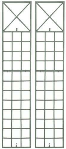 CLP Jeu de 2 Treillis Trigo à Fixer au Mur I Treillis pour Le Mur I Treillis en Métal Laqué, Couleur:Vert Antique