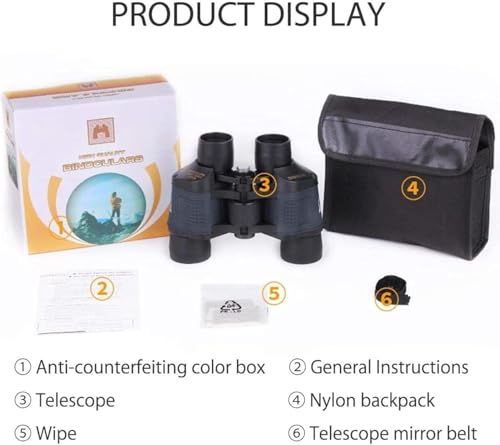 Image of 60x60 High Power Binoculars for Adults | Long Range Waterproof Telescope with Night Vision | HD Optics for Bird Watching, Travel, Trekking & Outdoor Sports | with Carry Case & Strap