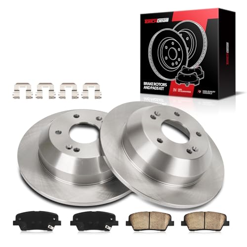 Torchbeam Rear Brakes and Rotors Kit Rear Brake Pads Brake Rotors and Pads Compatible with Kia 2011-2014 Sorento, Hyundai 2010-2016 Santa Fe, Brake Pads and Rotors Kit, 6pcs, 31553 D1284