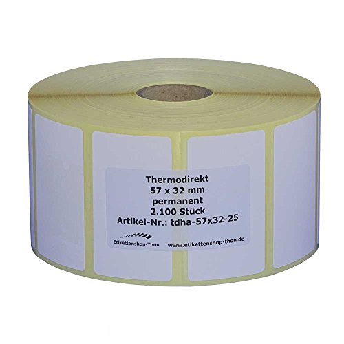 Lot de 2 100 étiquettes thermiques sur rouleau 57 x 32 mm - Tube 25 mm - Adhésif permanent - Sans BPA Cover