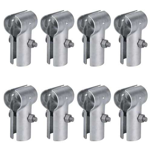 8 Pcs End Rail T Clamps 1-3/8 Inch, T Pipe Clamp Connector for 1-3/8″ OD Pipe, Chain Link Fence Fittings, Chainlink Fence Parts for Chain Link Fence, Bolts & Nuts Included