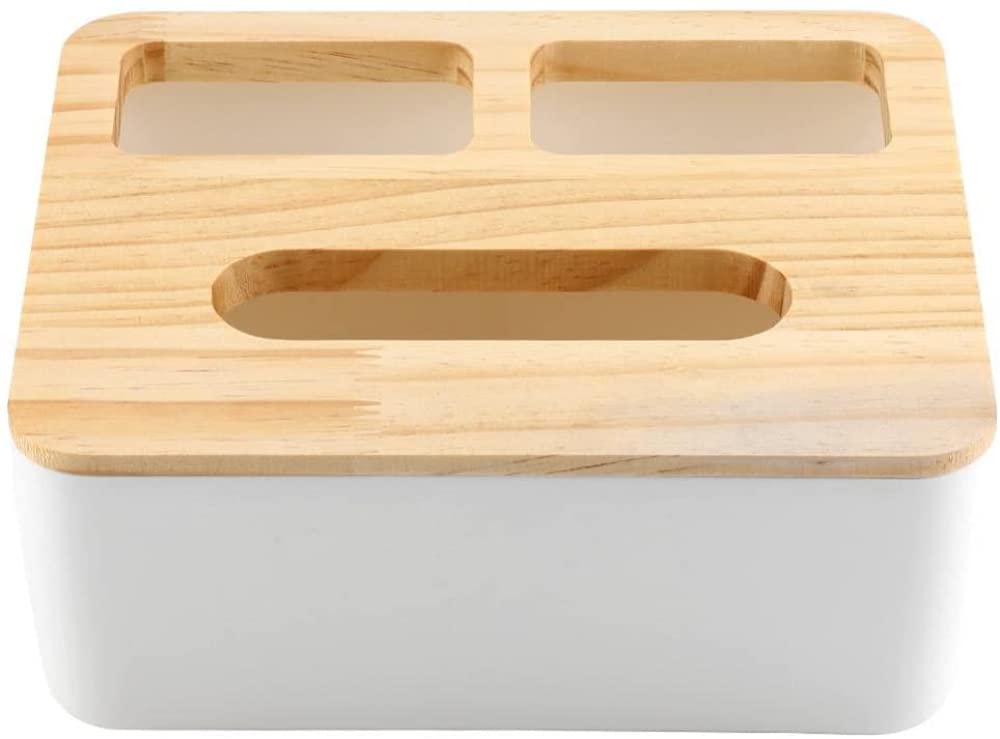 Cnfhfry 3 Grid Rectangle Tissues Box， Tissue Box Holders, Multifunctional Wooden And Plastic Dispenser Cover For Home, Office, Car Etc