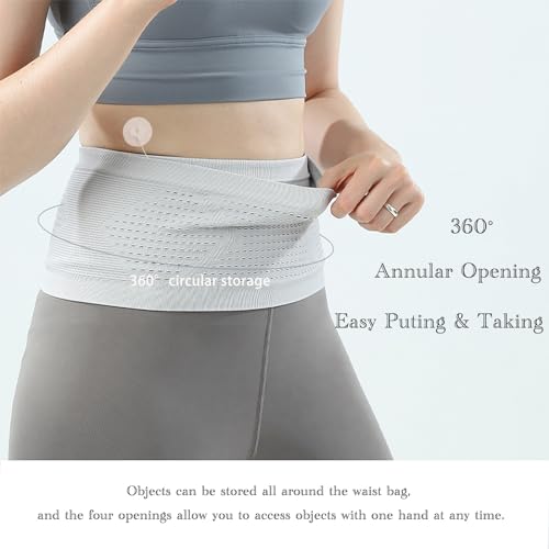 Image of 𝗔𝗞𝗜𝗭𝗨𝗞𝗜 𝗝𝗢𝗢 Insulin Pump Belt, Diabetic Waist Belt, Insulin Pump Belt for Sleeping with 4 Large Pockets - Breathable Diabetic Pump Belt | Running Waist Belt, GREY, MEDIUM