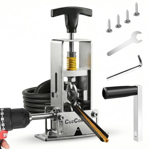 CuzConven Wire Stripper Machine,0.03-1 Inch Wire Stripping Machine with Hand Crank,Portable Steel Frame Drill Powered Stripping Tool for Scrap Copper Wire Cable Recycling