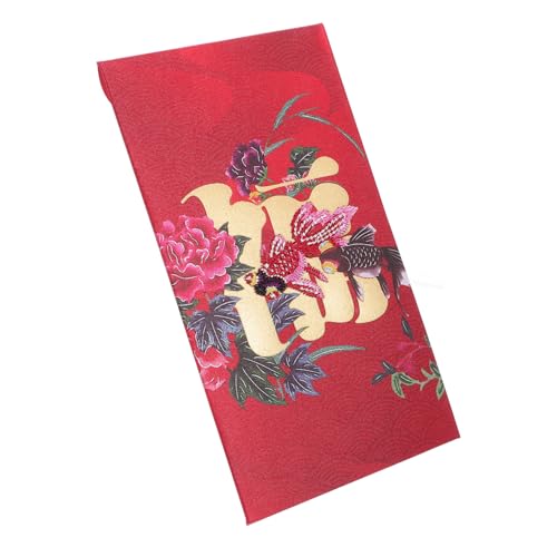 HOODANCOS 風刺繍入り製ご祝儀袋 結婚式用赤い現封筒 大容量マネーパケット 温かみあるテクスチャーで和風婚礼に