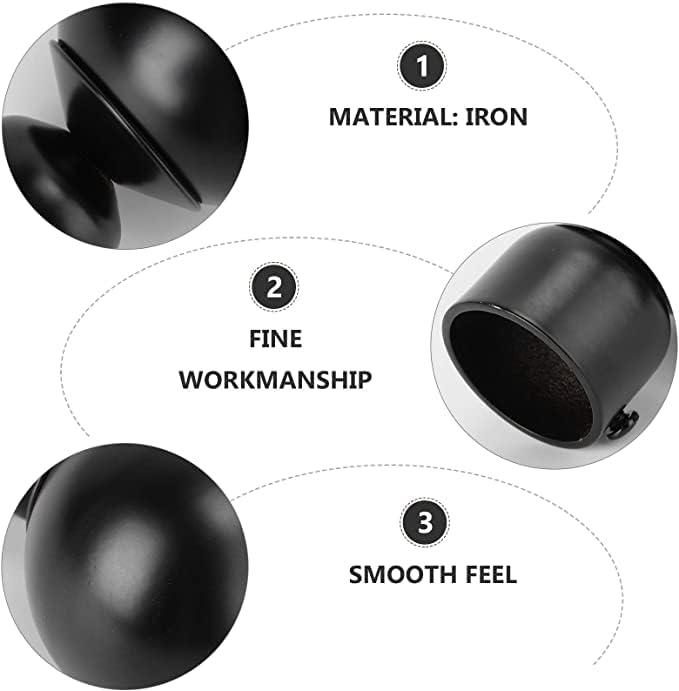 AKAMAS Decorative Recess Bracket Curtain Rail Support Ends Curtain Pole Bracket Drape Rod Finals Head Cap Finials inner 22mm,Black,2pcs