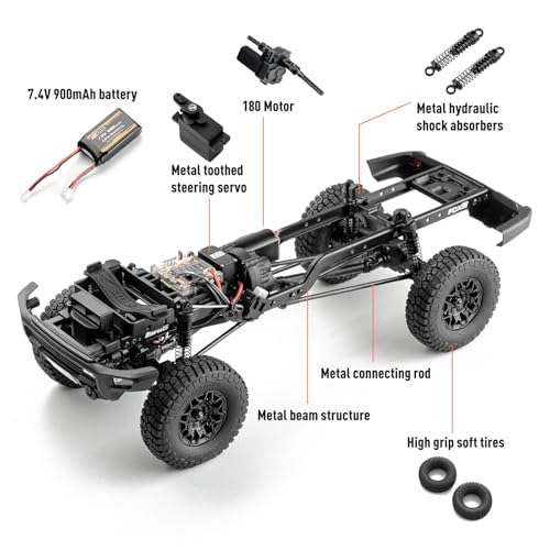 Image of EAZYRC FMS FCX18 1 /18 GMC Hummer EV RC Truck Black with Official License, 4x4 RC Rock Crawler 8+KMH Off-Road Pickup Remote Control Car with Light,2.4Ghz Radio and USB Charger