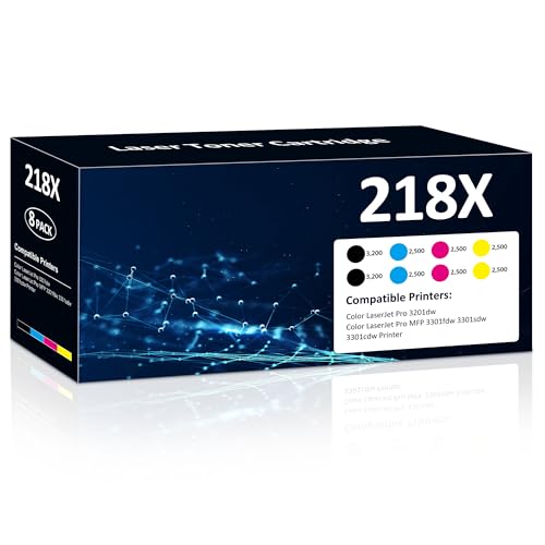 218X Toner Cartridges 8 Pack High Yield 3201dw MFP 3301fdw Toner Compatible for HP 218X 218A Set for HP Color Laser jet Pro 3201dw MFP 3301fdw 3301sdw 3301cdw Printer(2Black/2Cyan/2Yellow/2Magenta)