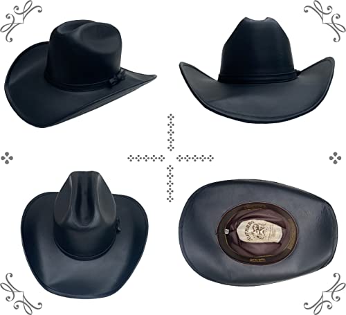 Green Cricket Leather Cowboy Hat, Cowhide Western Hat For Men And Women, Classic Outback Style (Medium, Black) #TOP4