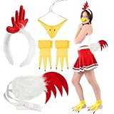 Tiaiidi 5 Pcs Rooster Costume Accessories,Chicken Comb Headband,Rooster Tail,Beak Nose Mask and Feet,Halloween Cosplay Party Costume Props Set