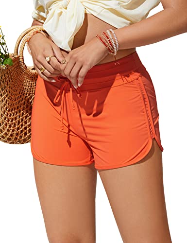 Image of CRZ YOGA Dolphin Classic Fit Board Shorts 3'' | Built in Brief, High Waisted, Tummy Control, Beach, Swim Trunks for Women
