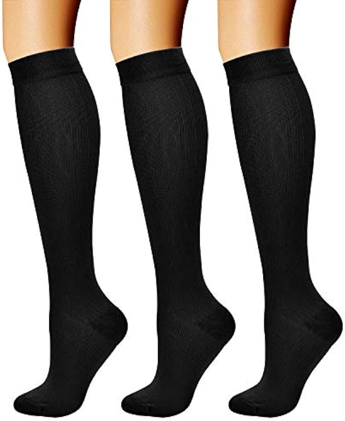 CHARMKING Compression Socks for Women & Men Circulation (3 Pairs) 15-20 mmHg is Best Support for Athletic Running Cycling