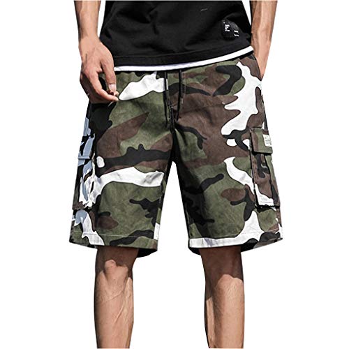 Short d'entraînement respirant homme camouflage avec de nombreuses poches