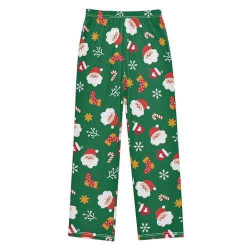 Boys' Pants Christmas Cute Winter Green Long Bottoms Jogger Pants Elastic Waist Trousers with Pockets S-XL