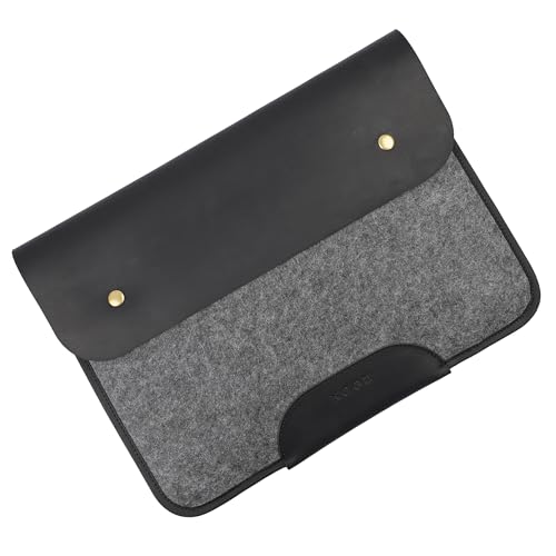 NGGU Premium Felt & Leather Laptop Sleeve - Durable 13-16 Inch Case for MacBook, Tablet & Laptop - Stylish & Protective - Small & Black