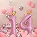 YFHVJTKO 40 Inch Number 14 Pink Crown Balloon Set,14th Celebration Decorations for Happy 14th Birthday Party Wedding Bridal Shower Engagement Photo Shoot Anniversary Decoration, Baby Pink 14 Balloon
