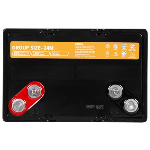 Image of Weize Dual Purpose AGM Battery BCI Group 24M, Starter & Deep Cycle 150RC 550CCA 12V 90AH Sealed Marine & RV Battery