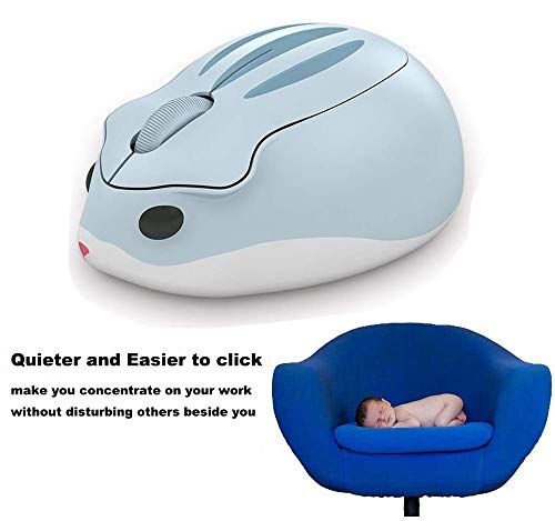 2.4Ghz Wireless Mouse Cute Hamster Shape Less Noice Portable Mobile Optical 1200Dpi Usb Mice Cordless Mouse For Pc Laptop Computer Notebook Macbook Kids Girl Gift (Blue) #TOP3