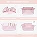Woven Cotton Rope Storage Basket with Handles for Organizing Shelves Closet Small Cat Dog Pet Toy Baskets Box Bin Decorative Rectangle Baby Nursery basket Gift Basket Empty Light pink