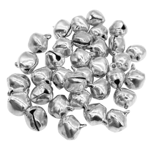 TEHAUX 100pcs Jingle Bells, 0.5 Inch Small Christmas Bells Mini Bells Metal Craft Bells Silver Jingle Bells Bulk Christmas Sleigh Bells for DIY Necklace Jewelry Making Wedding Home Decor