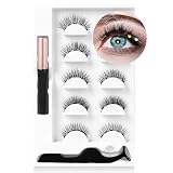 Magnetyczne sztuczne rzęsy, 5 par magnetycznych rzęs z magnetycznym eyelinerem, wielokrotnego użytku, zestaw sztucznych rzęs, naturalny i długotrwały efekt 3D