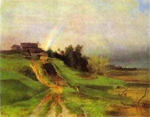 Peinture à l'huile Rainbow 1875 Alexey Savrasov tableau toile 12x16