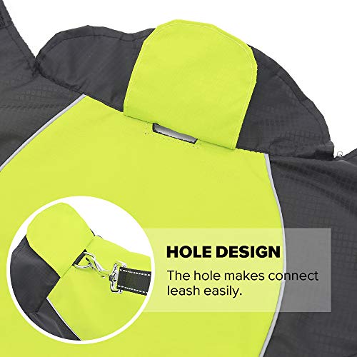 Flashseen Dog Raincoat Lightweight Waterproof Large Pet Dog Rain Jacket With Strip Reflective & Leash Hole Winter Dog Vest Warm Rain Coats Safety For Dogs And Puppies (Xxl, Green) #TOP2