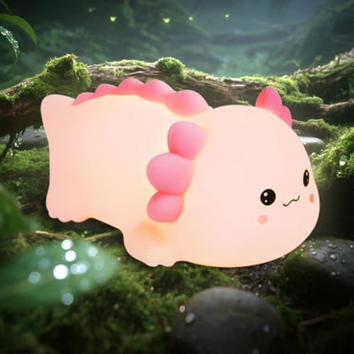 Veilleuse LED Axolotl en silicone avec intensité variable et minuteur pour chambre d'enfant