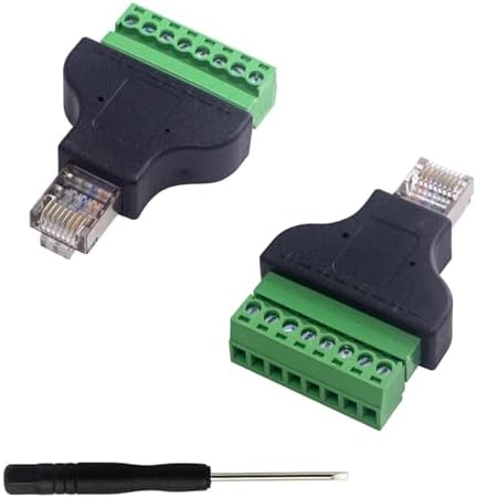 Poyiccot RJ45 Screw Terminal, Network Ethernet 8p8c Male to 8 Pin AV Terminal Screw Adapter Converter Block Plug for CCTV, Cat5, Cat6, RJ45 Breakout Board, 2Pack