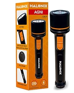 Halonix Plastic 3W Add-On Agni Rechargeable Emergency Led Torch with USB Charging, High Beam-Low Beam Feature