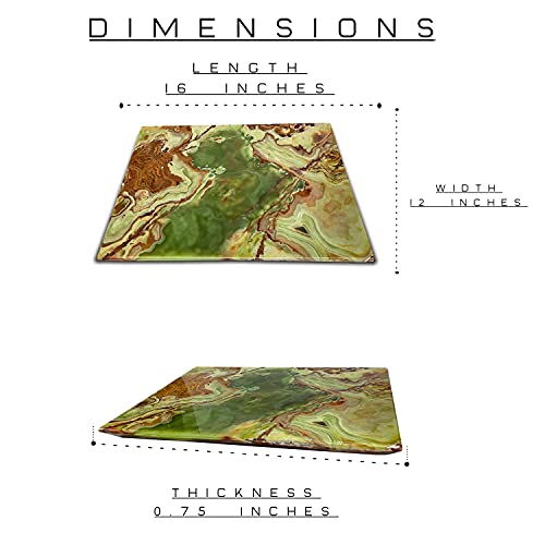 Tabla de cortar rectangular de mármol Multi Green de 16"x12"x0.75" - Superficie para repostería y bandeja para amasar, con bordes hechos a mano y base antideslizante miniatura 7