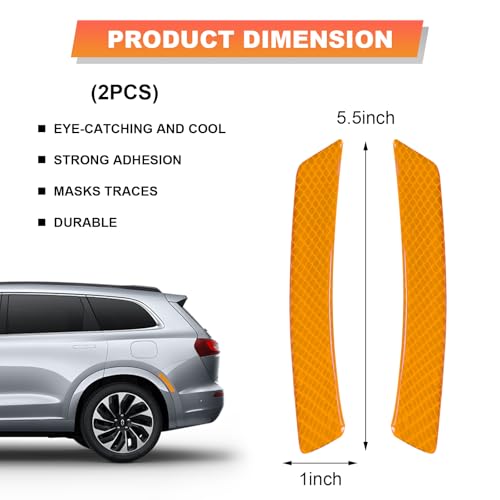 Image of 2 PCS Car Reflective Trim Side Marker Stickers, Automotive Exterior Reflector Guard Warning Sticker, Safety Reflective Strip for Car SUV Truck Wheel or Side Bumper Fenders (Yellow)
