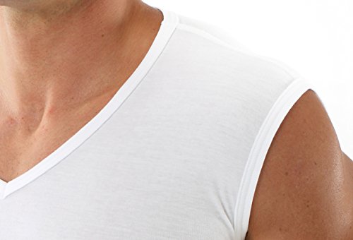 Men's Sleeveless v-Neck Business Undershirt 100% Organic Cotton White4
