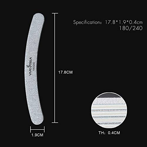 Nail Files 10 Pack Emery Boards Washable Double Sided 180 240 Grit Gray Curved Fingernail Files #TOP1