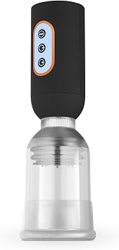 CS07 Luxury Vibrating Pump - Pumps for Men for Larger - Extend with 5 Vibrations and Sucking Function - Clear/Black