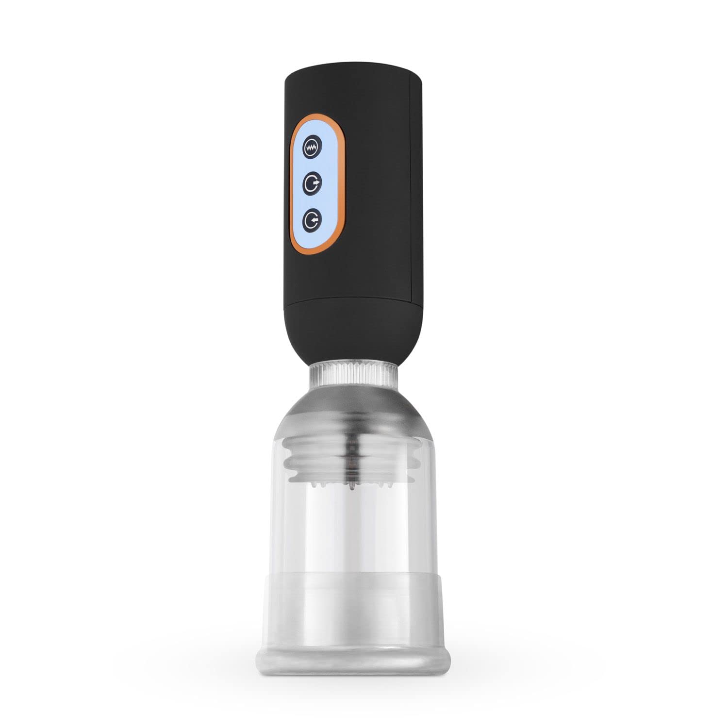 CS07 Bomba de Pene Vibrante de Lujo - Juguetes Sexuales para Hombre para un Pene más Grande - Bomba de Vacio Pene Alargador con 5 Vibraciones y Función de Succión - Transparente/Negro