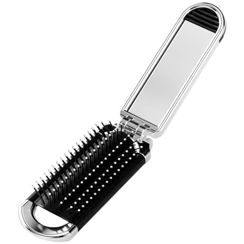 Cepillo de cabello de viaje con espejo plegable compacto miniatura 1