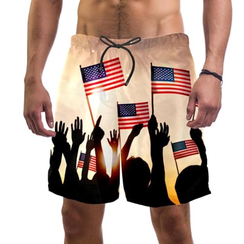 Maillot de bain séchage rapide à motif USA pour homme