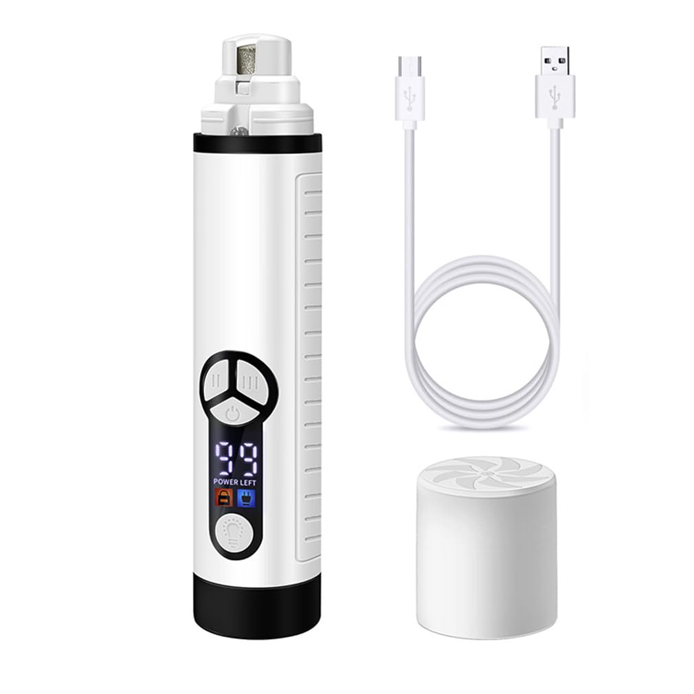 Cortaúñas para perros y gatos, cortaúñas para perros con pantalla LED de alimentación, tres velocidades, baja vibración, bajo ruido y material de latón, para perros pequeños, medianos y grandes