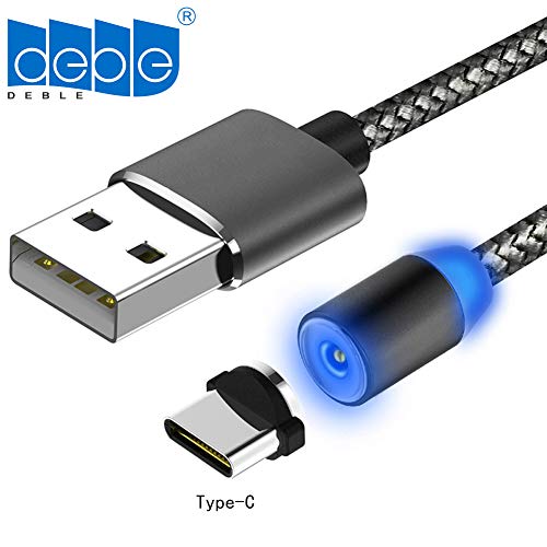 DEBLE 3 in 1気電話充電器ケーブル マグネット式 磁360度自動接続 携帯電話スマートフォン用USB充電 最大2.4A iPhone/iPad/Android/Type-C/USB-C対応 1m 2m (2M-Type-C, ブラック)