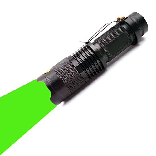 XYSRZ Green Light Flashlight with Clip Zoomable Green LED Single Mode Perfect for Hunting Fishing Camping