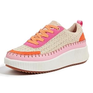 LUCKY STEP Women’s Platform Sneakers Rhinestone Fashion Chunky Casual Sparkly Retro Braided Walking Shoes