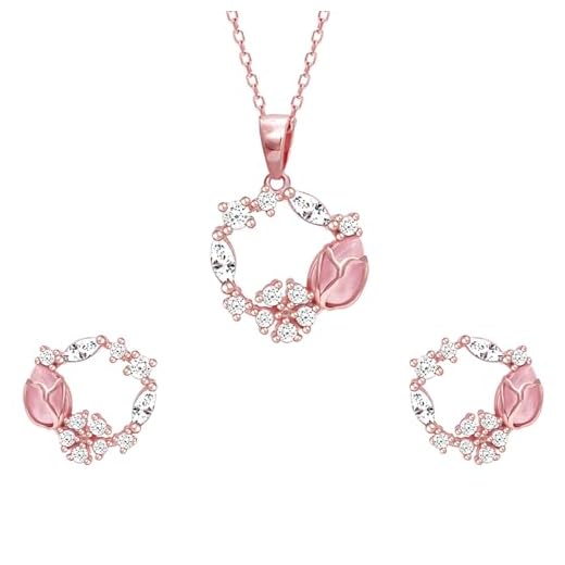 GIVA 925 Silver Anushka Sharma Rose Gold Drop Wreath Pendant Set | Gifts for Womens and Girls| With Certificate of Authenticity and 925 Stamp | 6 Months Warranty