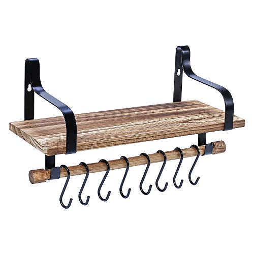 Floating Shelves Wall Mounted by Y&ME, Rustic Wood Wall Storage Shelf with Towel